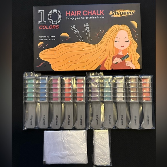 New - 10 Pc Temporary Hair Chalk Wax Combs for Kids, 10 Bright Washable Colors - Picture 14 of 15
